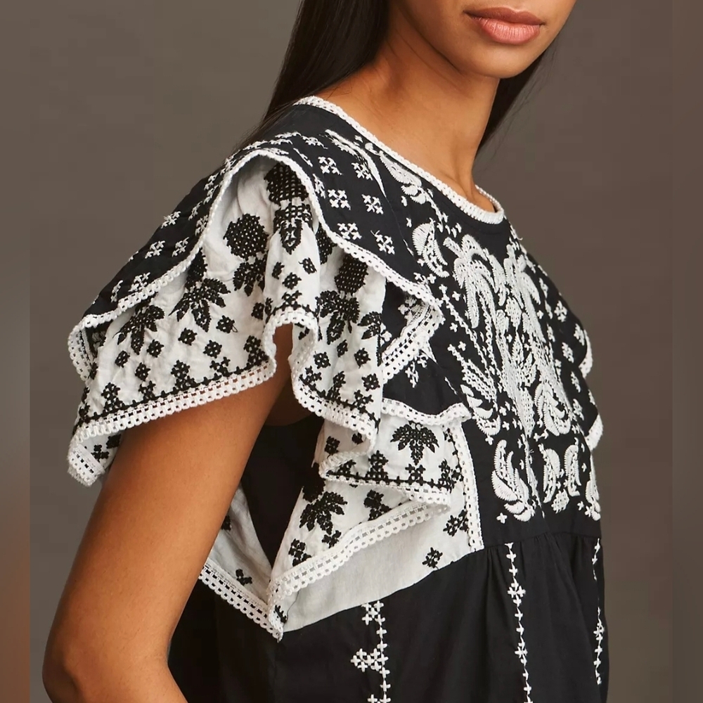 FARM Rio Flutter Sleeve Printed Boho Top - Picture 3 of 5